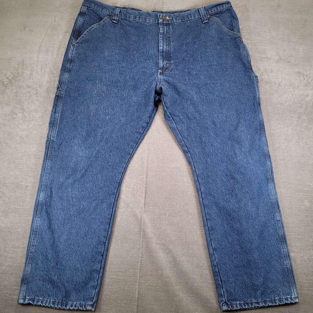 Wrangler Mens 42x30 Relaxed Fit Flannel Lined Carpenter Jeans Blue Denim